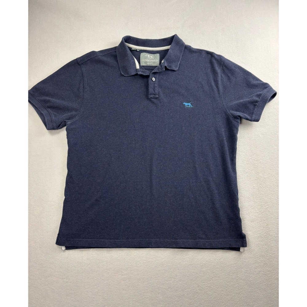 Rodd & Gunn Mens 2XL Navy Blue Gunn Polo Shirt Embroidered Dog Logo Sports Fit